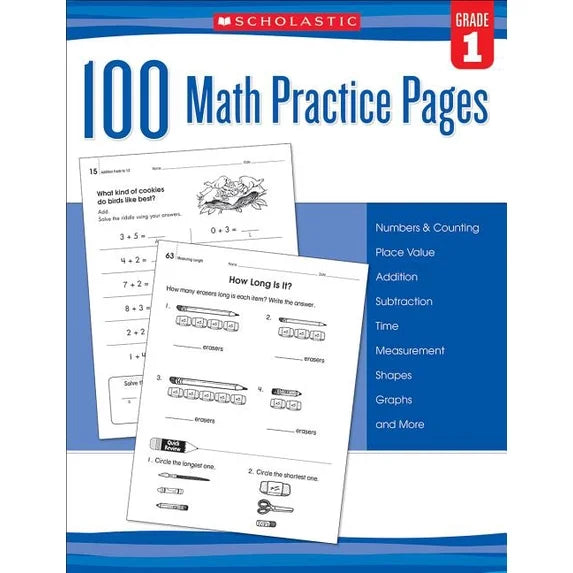 100 Math Practice Pages - Grade 1